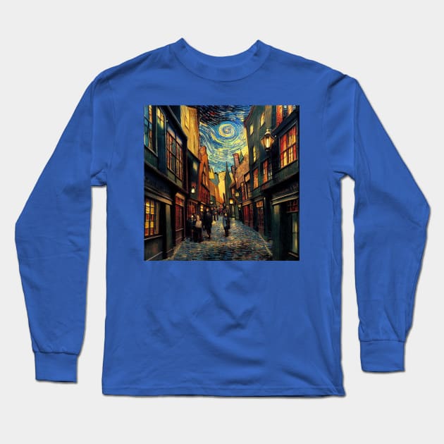 Starry Night in Diagon Alley Long Sleeve T-Shirt by Grassroots Green